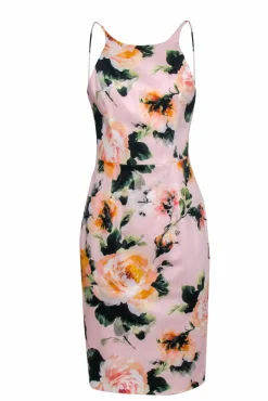 Black Halo - Blush Pink Floral Printed Sheath Dress Sz 8