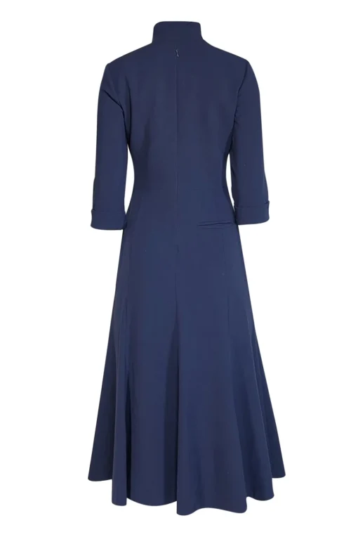 Black Halo - Navy Collared Fit & Flare Midi Dress Sz 6