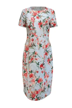 Black Halo - Pale Blue & Pink Floral Short Sleeve Dress Sz 10