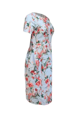 Black Halo - Pale Blue & Pink Floral Short Sleeve Dress Sz 10