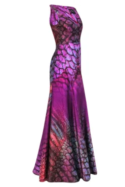 Black Halo - Purple & Blue Iridescent V-neckline Formal Dress Sz 4