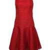 Black Halo - Red Textured Sleeveless Midi Drop Waist Dress Sz 4