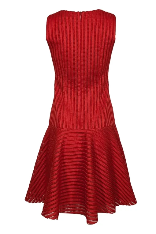 Black Halo - Red Textured Sleeveless Midi Drop Waist Dress Sz 4