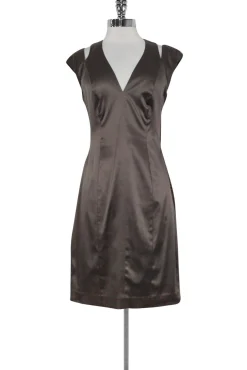 Black Halo - Satin Taupe Cut Out Dress Sz 6