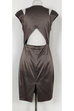 Black Halo - Satin Taupe Cut Out Dress Sz 6