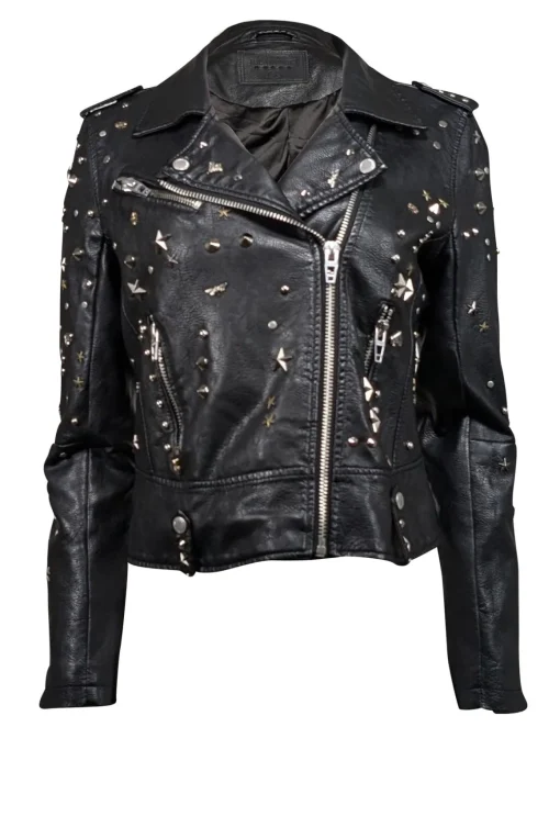 BLANKNYC - Black Studded Vegan Leather Moto Jacket Sz S