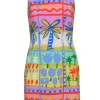 Bloomingdale's - Purple, Blue & Yellow Tropical Print Silk Dress Sz 6P