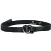 B-Low the Belt - Black Pebbled Leather Loop Belt w/ Silver Hardware Sz S