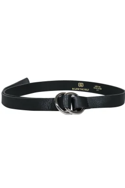 B-Low the Belt - Black Pebbled Leather Loop Belt w/ Silver Hardware Sz S
