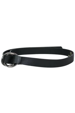 B-Low the Belt - Black Pebbled Leather Loop Belt w/ Silver Hardware Sz S