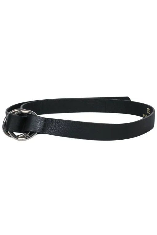 B-Low the Belt - Black Pebbled Leather Loop Belt w/ Silver Hardware Sz S