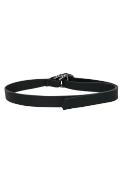 B-Low the Belt - Black Pebbled Leather Loop Belt w/ Silver Hardware Sz S