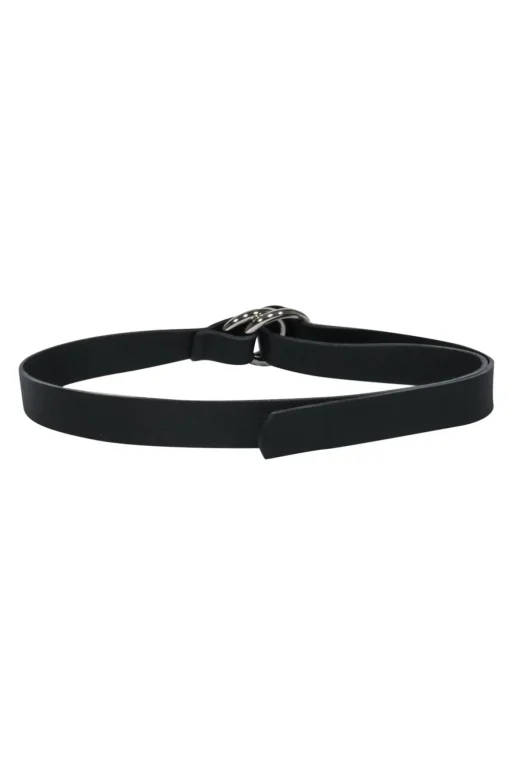 B-Low the Belt - Black Pebbled Leather Loop Belt w/ Silver Hardware Sz S
