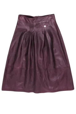 Bod & Christensen - Maroon Leather Mid Maxi Skirt Sz 8