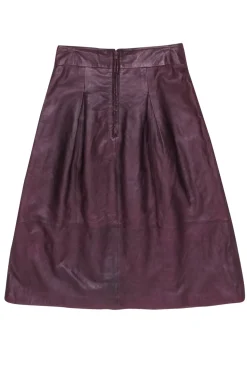 Bod & Christensen - Maroon Leather Mid Maxi Skirt Sz 8