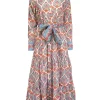 Boden - White w/ Pink & Blue Paisley Print Cotton Midi Dress Sz 4