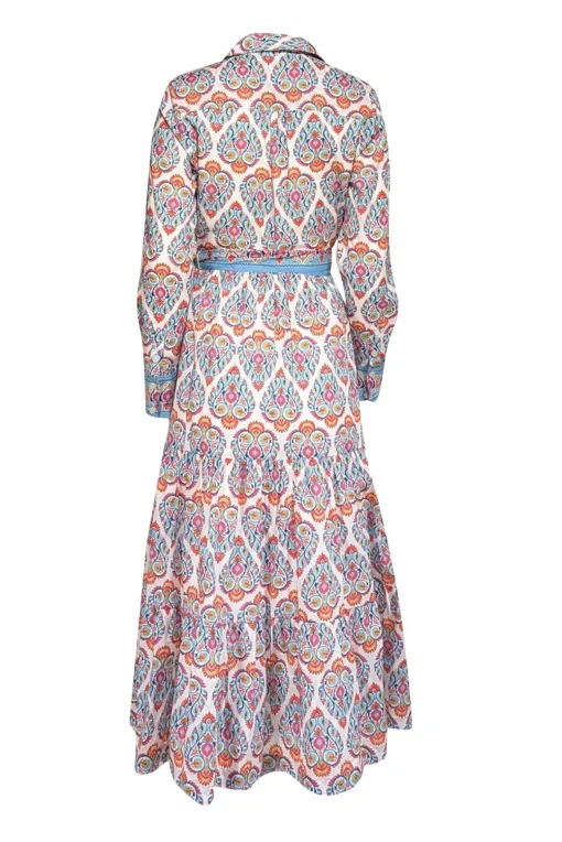 Boden - White w/ Pink & Blue Paisley Print Cotton Midi Dress Sz 4