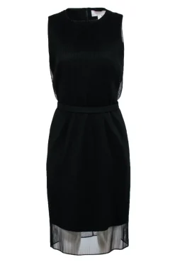 Boss - Black Pleated Tulle Sleeveless Dress Sz 6