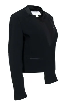 BOSS Hugo Boss - Black Cropped Blazer w/ Satin Collar Sz 8