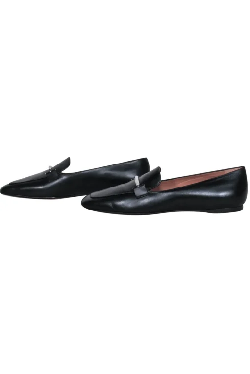 BOSS Hugo Boss - Black Leather Loafer w/ Silver-Toned Bar Sz 11