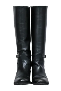 Bottega Veneta - Black Leather Tall Riding Boots Sz 6.5