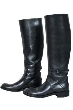 Bottega Veneta - Black Leather Tall Riding Boots Sz 6.5