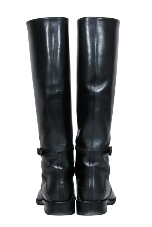 Bottega Veneta - Black Leather Tall Riding Boots Sz 6.5