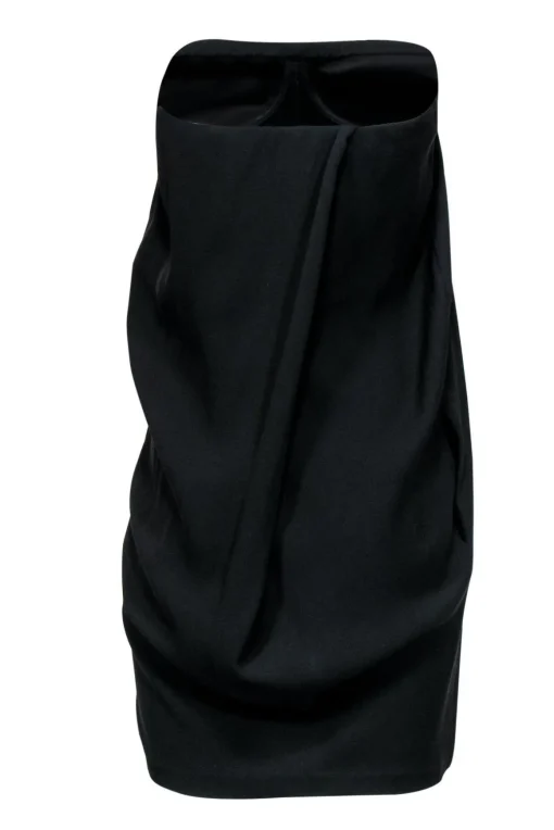 Bottega Veneta - Black Strapless Shift Dress w/ Drape Sz L