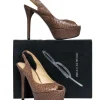 Brian Atwood - Brown Snakeskin Peep Toe Platform Pumps Sz 10