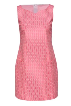 Britt Ryan - White & Pink Graphic Printed Sheath Dress Sz 2