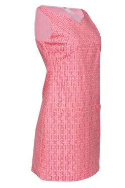 Britt Ryan - White & Pink Graphic Printed Sheath Dress Sz 2