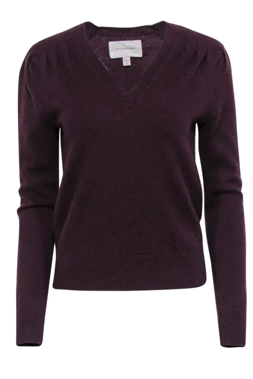 Brochu Walker - Burgundy V-Neck Cashmere Sweater Sz XS