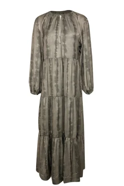 Brochu Walker - Green Watercolor Tie-Dye Printed Satin Maxi Dress Sz M