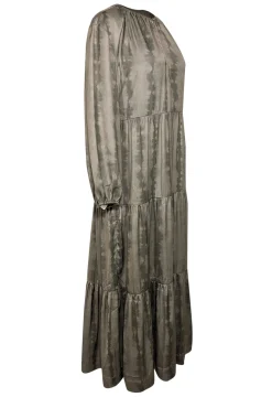 Brochu Walker - Green Watercolor Tie-Dye Printed Satin Maxi Dress Sz M