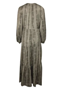 Brochu Walker - Green Watercolor Tie-Dye Printed Satin Maxi Dress Sz M