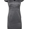 Brooks Brothers - Black & Silver Geometric Star Jacquard Print Fitted Sheath Dress Sz 6P
