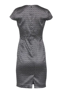 Brooks Brothers - Black & Silver Geometric Star Jacquard Print Fitted Sheath Dress Sz 6P