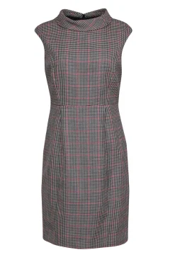 Brooks Brothers - Black, White & Red Houndstooth Wool Sheath Dress Sz 8