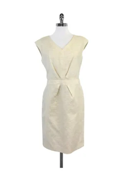 Brooks Brothers - Cream V-Neck Textured Dress Sz 6