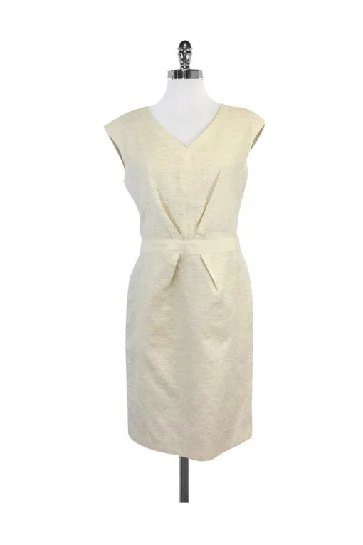 Brooks Brothers - Cream V-Neck Textured Dress Sz 6