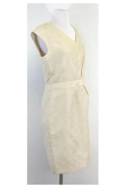 Brooks Brothers - Cream V-Neck Textured Dress Sz 6