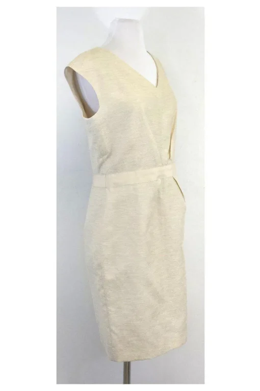 Brooks Brothers - Cream V-Neck Textured Dress Sz 6