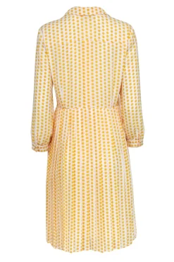 Brooks Brothers - White & Yellow Polka Dot Print Pleated Shirt Dress Sz 6