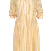 Brooks Brothers - Yellow & White Polka Dot Button-Up Pleated Shirtdress Sz 4