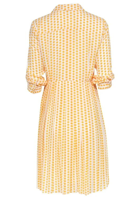 Brooks Brothers - Yellow & White Polka Dot Button-Up Pleated Shirtdress Sz 4