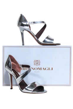 Brunomagli - Silver Metallic Open Toe Pumps Sz 6.5