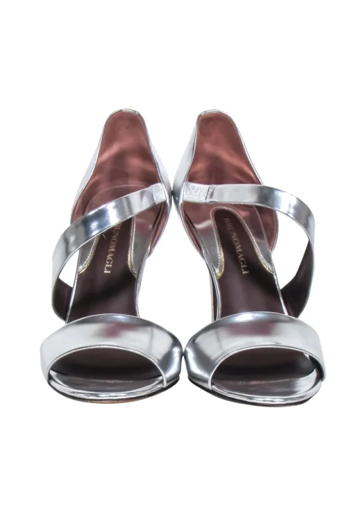 Brunomagli - Silver Metallic Open Toe Pumps Sz 6.5