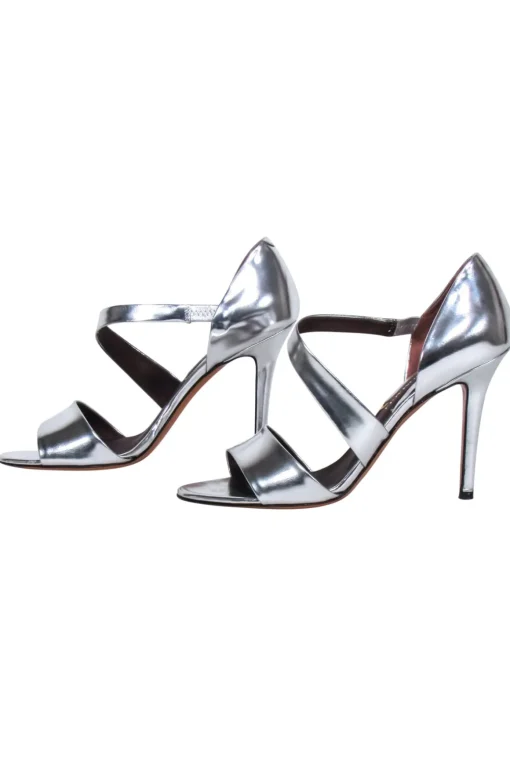 Brunomagli - Silver Metallic Open Toe Pumps Sz 6.5