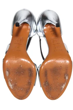 Brunomagli - Silver Metallic Open Toe Pumps Sz 6.5