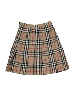 Burberry - Beige, Black, & Red Tartan Plaid Pleated Skirt Sz 2